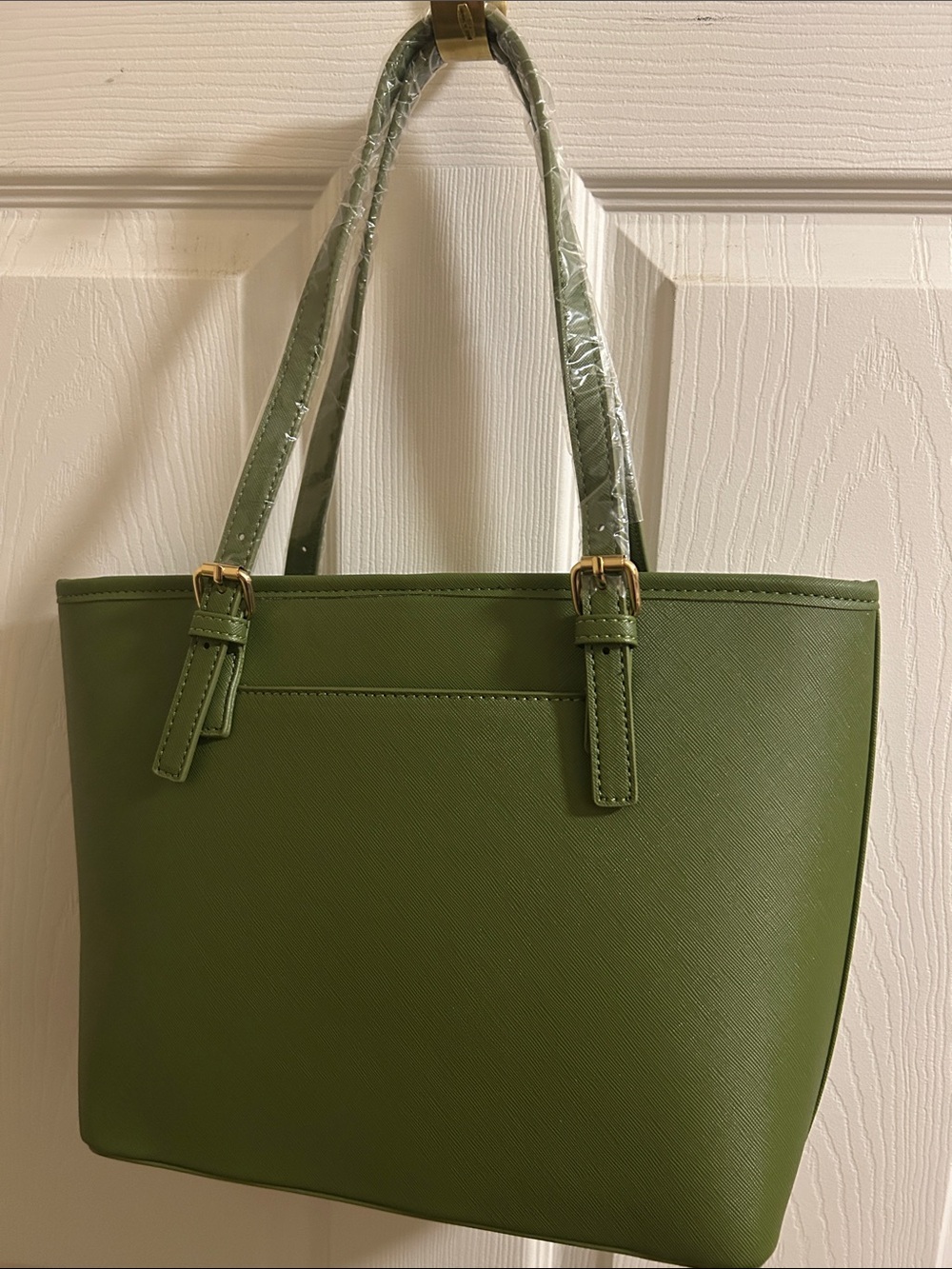 Valentino Orlandi NWT Olive Green Tote Handbag with Matching Pouch - Picture 6 of 7